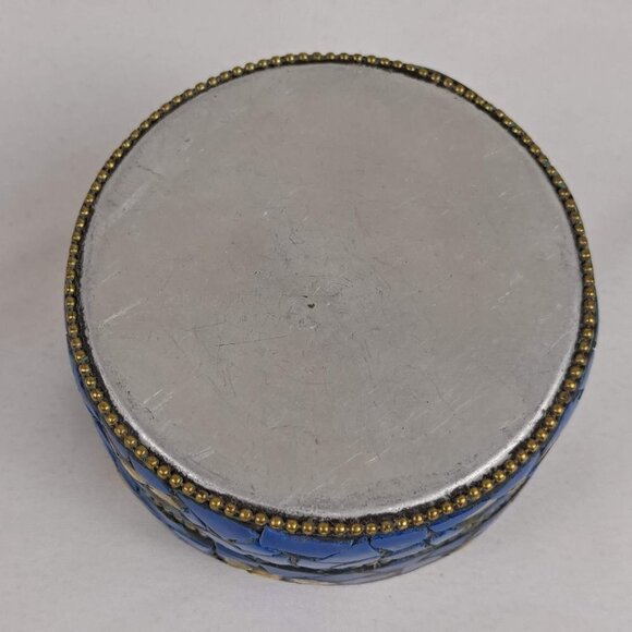 Nesting Trinket Boxes (3) Blue & Red Flat Stone with Gold Accents Handmade NWOT - Picture 8 of 11